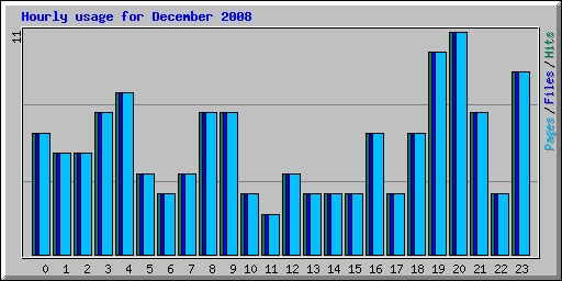 Hourly usage for December 2008